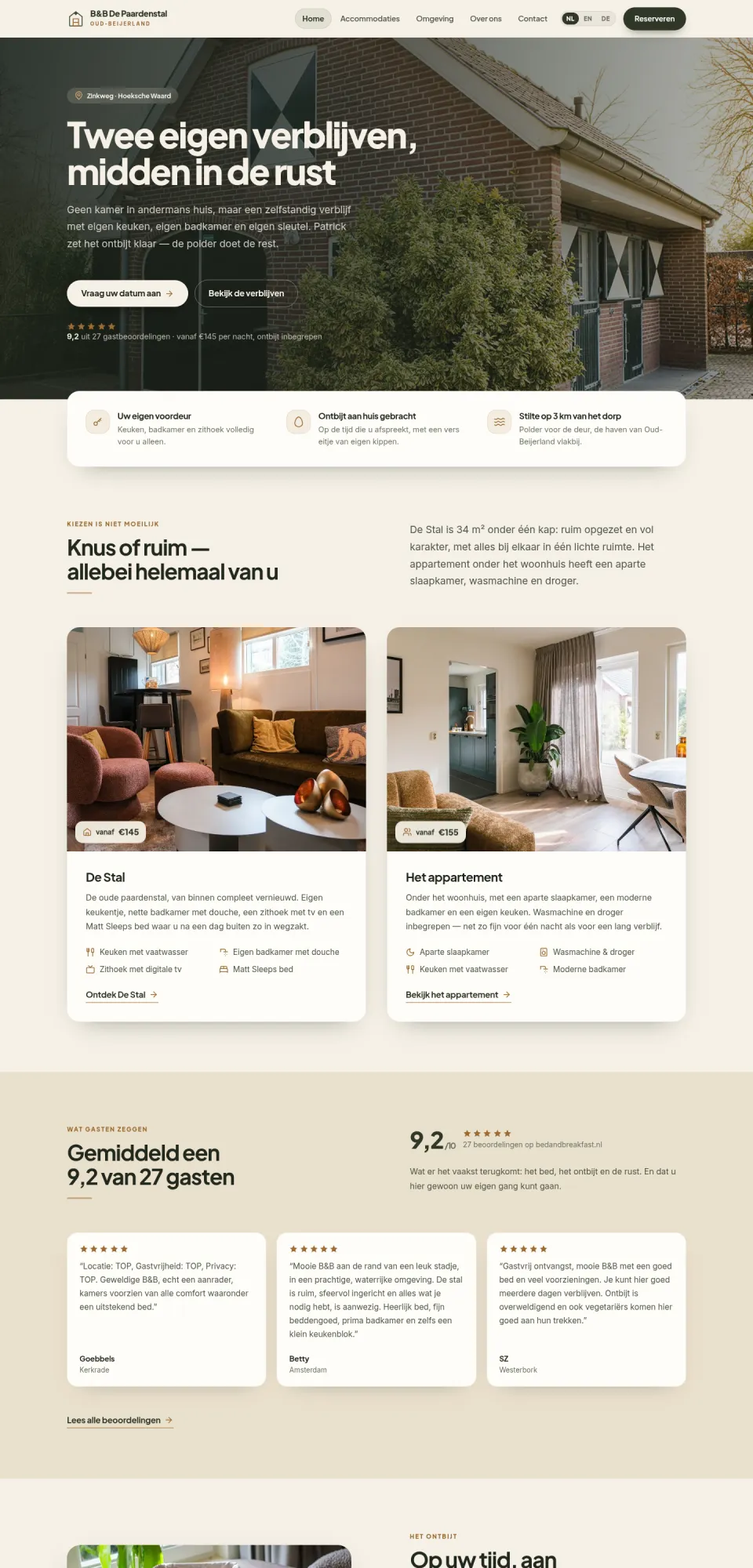 Webbplats för B&B De Paardenstal