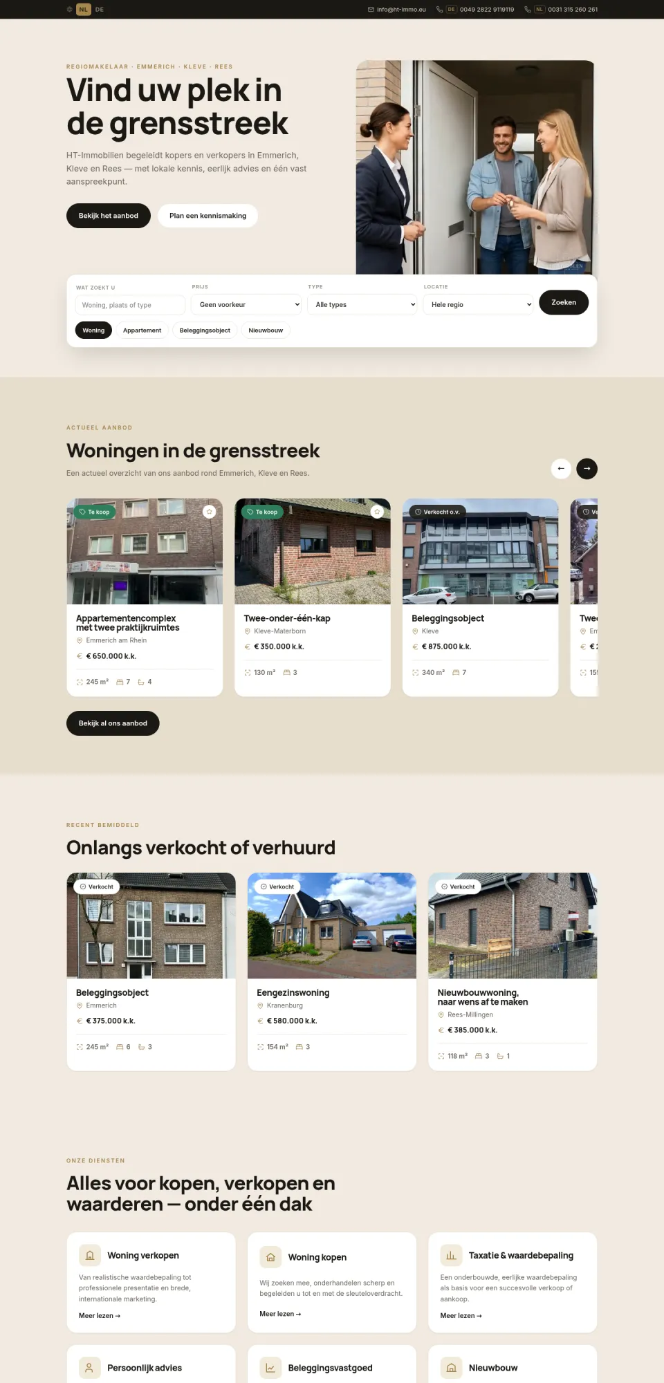 Webbplats för HT-Immobilien